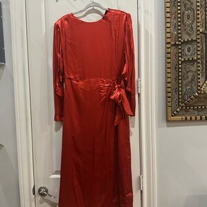 Karen Millen Orange Wrap Tie Front Gown